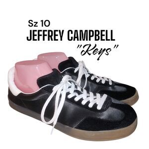 PLAY By JEFFREY CAMPBELL "KEYS" Sz 10 Black Velvet Satin Mix Feel Tennie Shoes